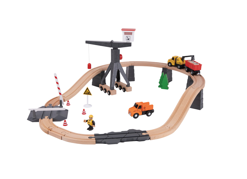 Houten Treinbaan met Bouwplatform