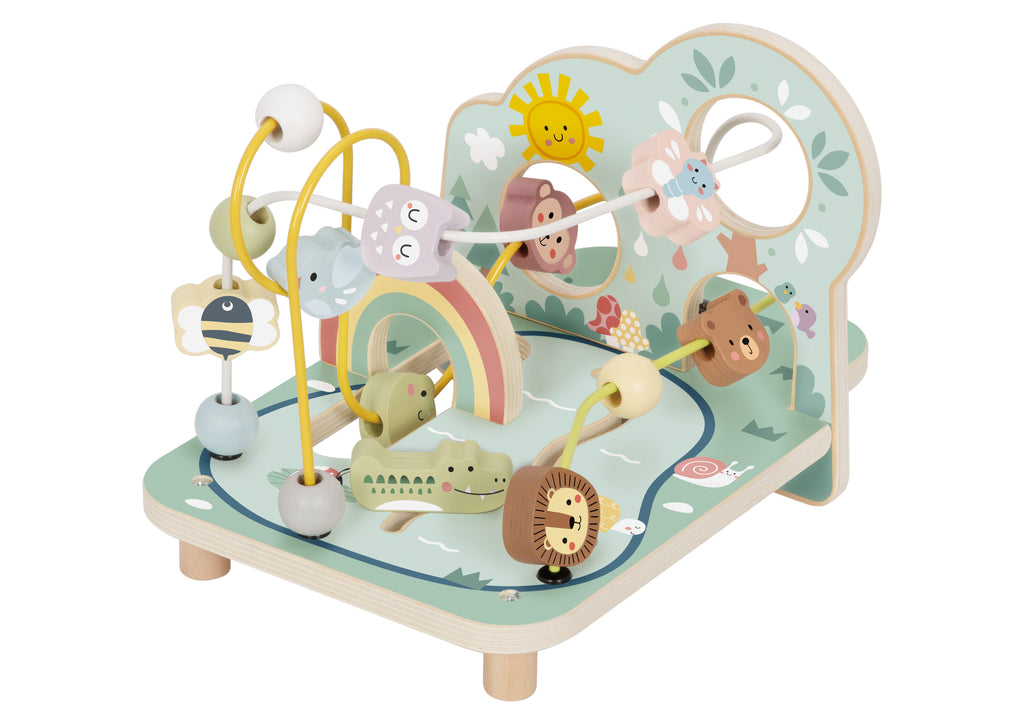 Houten Kralenlabyrint met Bosthema