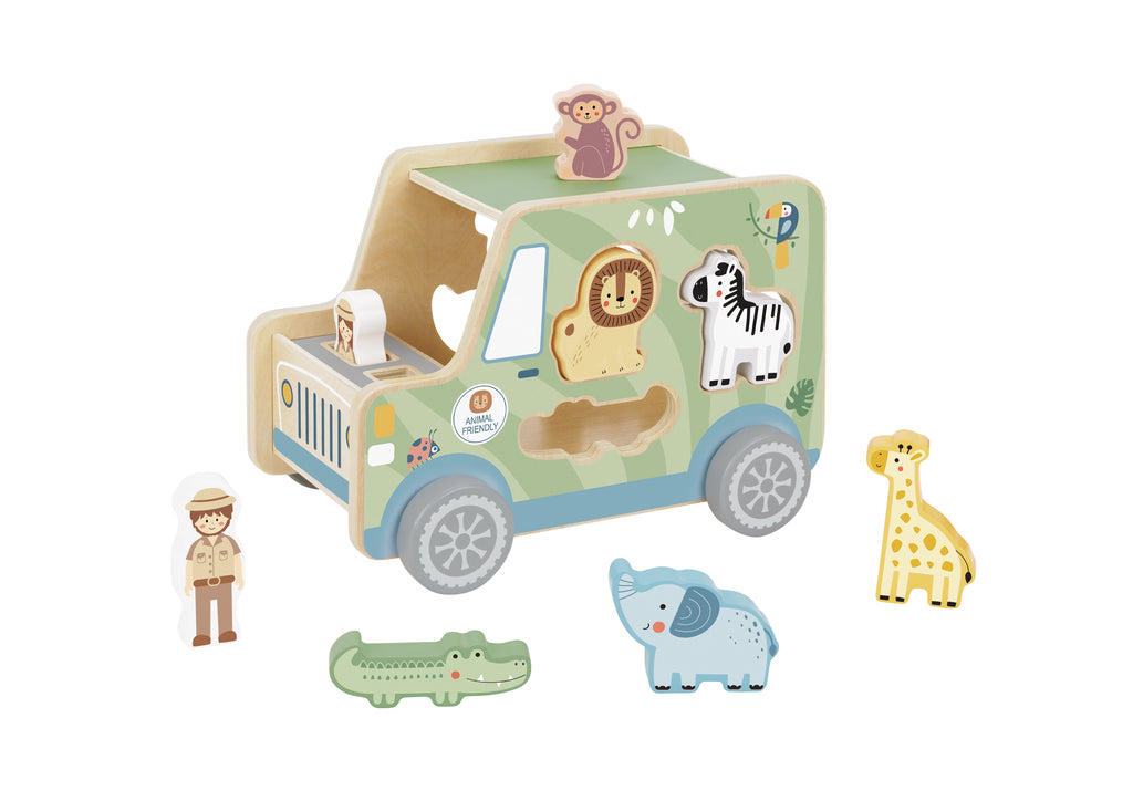 Houten Safari Truck met Vormensorteerder
