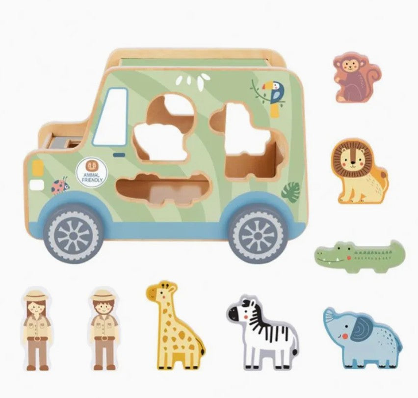 Houten Safari Truck met Vormensorteerder