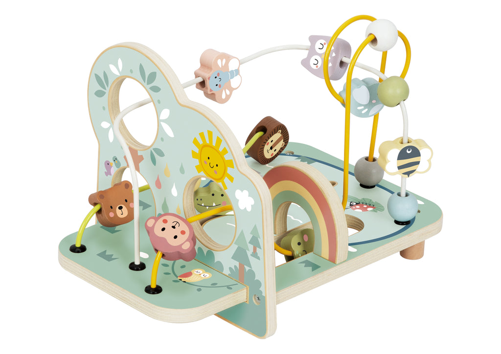 Houten Kralenlabyrint met Bosthema